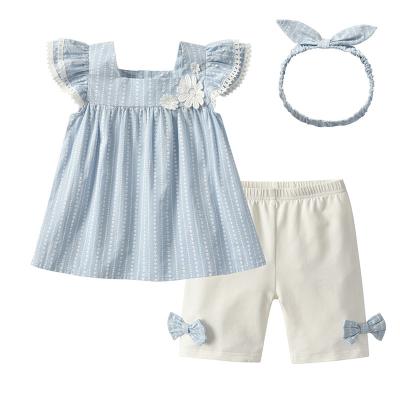 China 2022 Summer New Breathable Wholesale Cute Babies Korean Version Children's Casual Suit Girl Shorts Two-Piece Set for sale