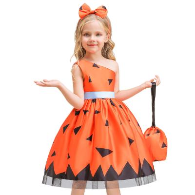 China Wholesale And Retail Washable Kids Halloween Dress Printing Mesh Festival Show Princess Dress Girls Dresses for sale