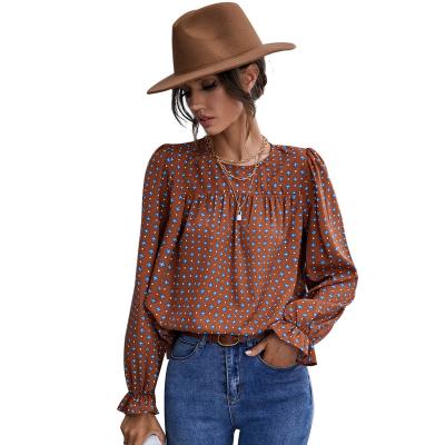 China Wholesale Round Comfortable Casual Women's Blouses Autumn Winter Long Sleeve Baby Shirts Breathable Neck Tops Elegant Women for sale