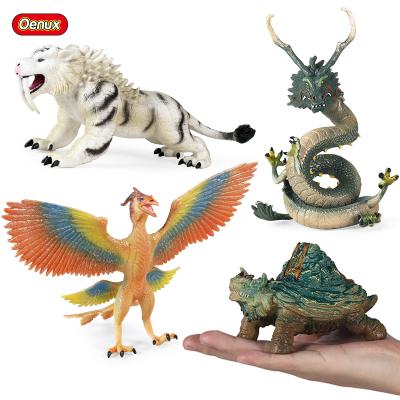 China Oenux Antique Mythical Wholesale Animals Mythical Model Action Figures Art Decoration Kids Toy Dragon Suzaku White Tiger Dinosaur Animals for sale