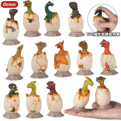 China Wholesale Dinossaur Egg Oenux Eggs T-rex Triceratops Safety Cartoon TPR Semi Hatch Models Lovely Children School Toy for sale