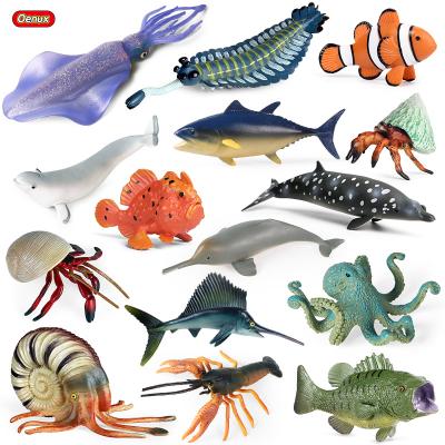 China Ocean Animals Model Oenux Wholesale New Ocean Action Numbers Animals Fish Crab Lobster Dolphin Nautilus Sea Life Model Kids Education Gift Toy for sale