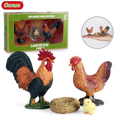 China Poultry Animal Model Set Oenux Farm Animals Action Numbers Poultry Chick Hen Rabbit Horse Dog Model Set Cake Toppers Children Education Gift Wholesale Toy for sale