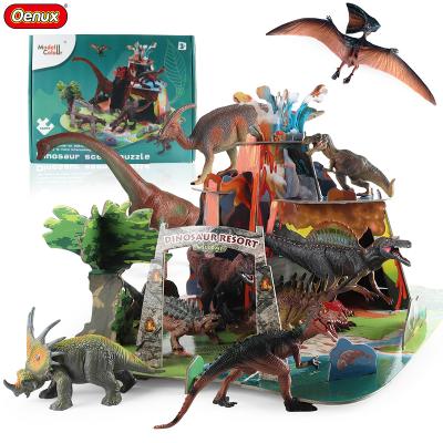 China 3D Puzzle Jurassic Dinosaur Park Scene Set Oenux Wholesale PVC 3D Puzzle Jurassic Dinosaur Park Scene Set T- Dilophosaurus Pterosaur Model Action Figures Kids Christmas Gift Rex for sale