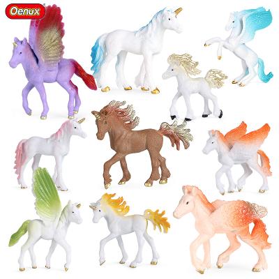 China Mythical Animal Cake Topper Kids Xmas Gift Toy of Unicorn Pegasus Model Figures Set Wholesale Simulation Action Figures Unicorn Pegasus Model Figures Set Oenux for sale