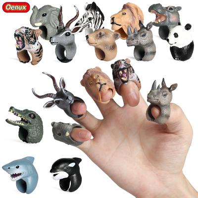 China Wholesale Wild Animal Early Education Christmas Gift Toy Lion Tiger Panda Model Finger Puppet Kids PVC Action Numbers Oenux Soild Animal Finger Puppet for sale