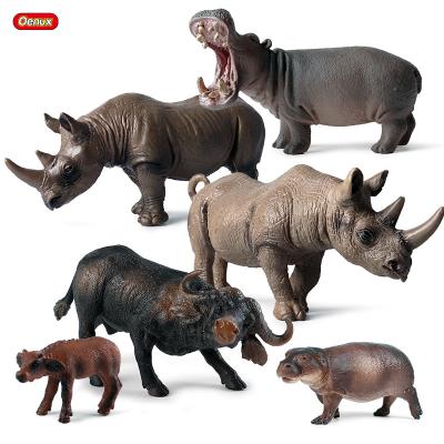 China PVC Water Buffalo Model Toy Emulational Wild Hippopotamus Rhinocero Animal Figurines For Toy Oenux Wholesale Action Figure Collectible Wild Animal Decoration for sale