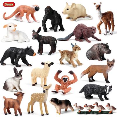 China Toy Oenux Wholesale Miniature Model Toy Mini Wild Farm Wolf Fox PVC Action Number Collection Mini Animals Solid Deer PVC Pig Sheep Animal Action Numbers for sale