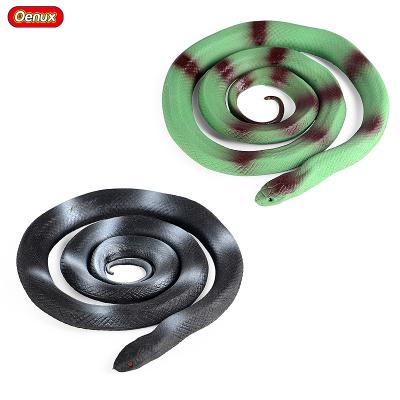 China Oenux Wholesale Animal Toy Two Color PVC Balance Beam Snake Soft Animal Model Kids Toys Simulation Wild Snake Model for sale