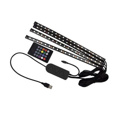 China Sync To Music 72 LED Strip Light 5V Auto Interior Music IR Control Flexible Colorful Changing Car RGB Lamp Kit for sale