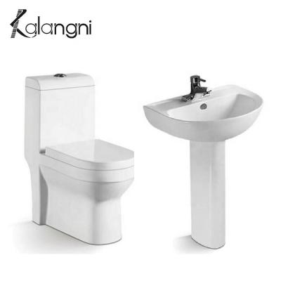 China Double-Flow High Quality Pearl White Color Wc Ceramic Bathroom Toilet Basin One Piece Set for sale