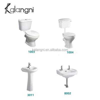 China Cheap Double-Flow Africa Ceramic Toilet WC Wash Down Two Piece Toilet Set With Wash Sink for sale