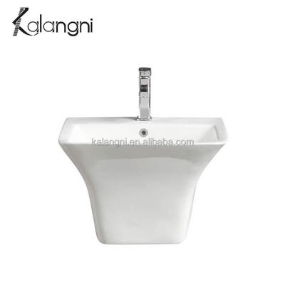 China Wholesale Easy Clean Bathroom Hung Ceramic Sinks One Piece Wall Mounted Wash Basin for sale