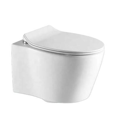 China Hidden Ceramic One Piece Round Wall Mounted Round Toilet Hung Toilets Cistern Modern Rimless Sanitary Ware Color for sale