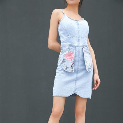 China Breathable Wholesale Fashionable Customized Premium Quality Ladies Sexy Denim Slip Skirts Printing Slim Fit Slip Women Denim Skirts for sale