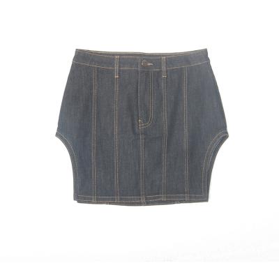 China New Design Raw Denim Skirts Breathable Hollow Out Side Sexy Skinny Women Denim Skirts for sale