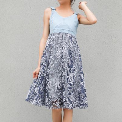 China High quality breathable custom fashion logo sexy denim tops with lace women slip denim skirts slip for sale