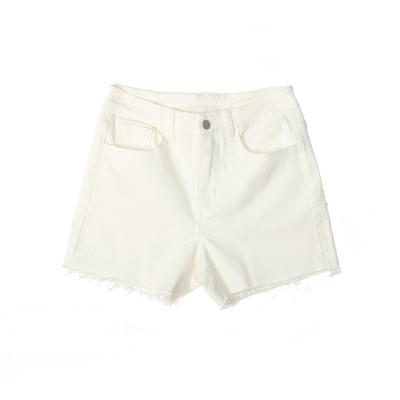 China Breathable Classic Premium Quality Mid Waist Womens Denim Shorts White Ladies Shorts for sale