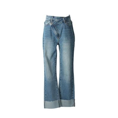 China Color Fade Proof High End Customized Design Blue Jeans For Stylish Women for sale