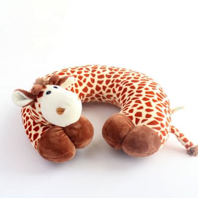 China Cute Soft Massage Travel Plush Stuffed Animal Toys Giraffe U Neck Pillow for sale