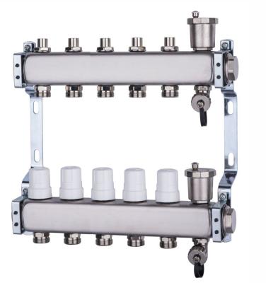 China Large Traditional High Quality Heating Diverse Flow Stainless Steel Manifold With Adjustable Screw Flow for sale