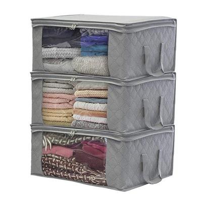 China Viable Nonwoven Folding Storage Box Home Obvious Clothes Stitch Blankets Bedding Organizer Wardrobe Clothing Finishing Case Dust Bag for sale