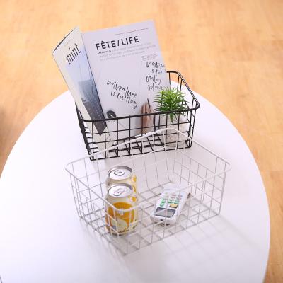 China Wholesale storage basket kitchen iron style factory ins snack iron shelf storage desktop basket for sale