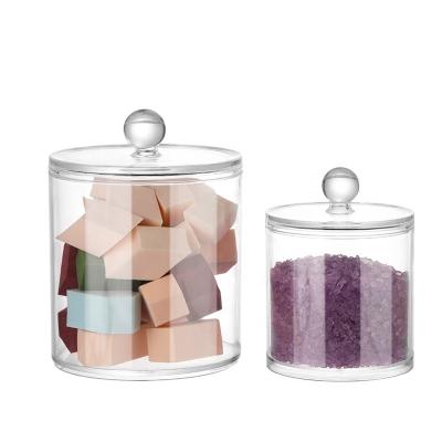 China Clear Plastic Jar Storage Box Cotton Swab Storage Apothecary Jars With Lids for sale