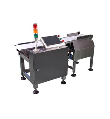 China Heat Resistant Automatic Digital Food Conveyor Belt Weight Checking Machine With Push Rejector Checkweigh Check Weigher Machines for sale