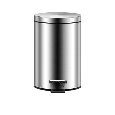 China Household bathroom stainless steel mute slow drop swept pedal thickened round waste can5L8L12L 3-8l for sale