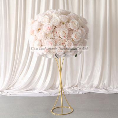 China 60cm Artificial Silk Rose Flower Centerpiecese Event Decoration Flower Ball Decoration For Wedding Table Decorations for sale