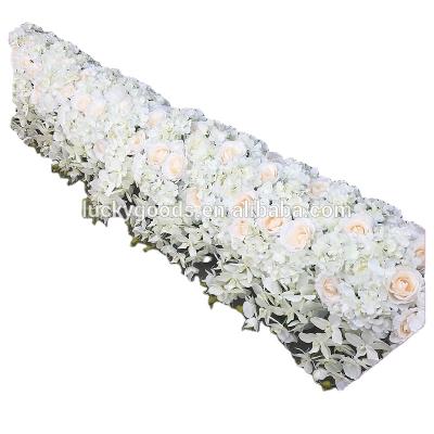 China customized handmade champagne rose white hydrangea wedding walkway flower with butterfly orchid -3 for sale