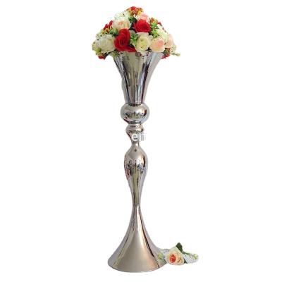 China -3 silver trumpet wedding centerpiece vases LDJ513 for wedding and hotel decoration for sale