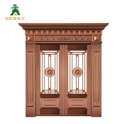 China Entrance anti-theft luxury pure copper villa double door copper door for sale for sale