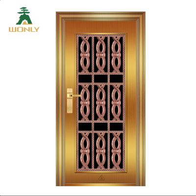 China Grille Gold Design Single Color Swing Entry Stainless Steel Door Price for sale