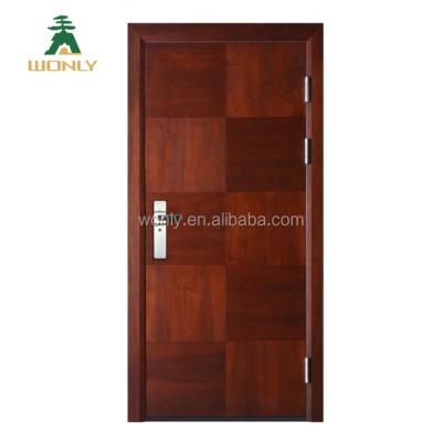 China Anti-theft Wood-steel armored door for home outside MDF steel wooden door one and half design door for sale