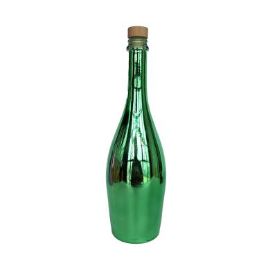 China Custom Label 750ml Champagne Sparkling Wine Electroplated Wine Empty Glass Food Bottles With Cork for sale