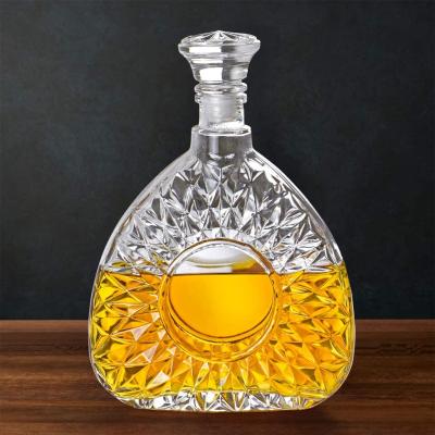 China Food Glass Decanter With Airtight Cap Decanter Bottle For Whiskey, Brandy, Bourbon Whiskey Bottle 24oz/700ml for sale