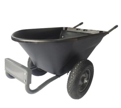 China Built-in tools and beverage holder tray two wheel plastic large wheel garden cart wheelbarrow WB8626C for sale