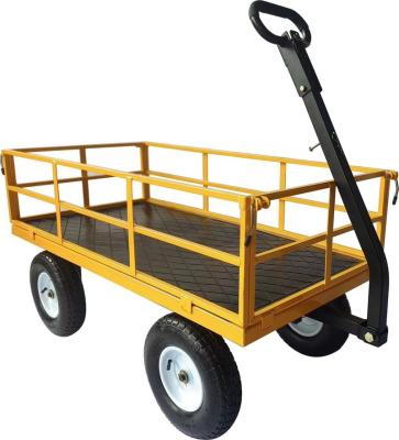 China Metal Mesh Garden Mesh Cart Heavy Duty Four Wheel Steel Wheelbarrow for sale