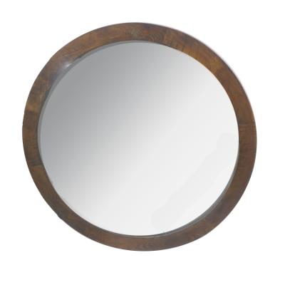 China North America Style Modern Wholesale Solid Wood Framed Wall Mirror Wide Bouncing Dark Brown Make Up Mirror In Size 50x50 60x60 70x70 Or Customized Sizes for sale