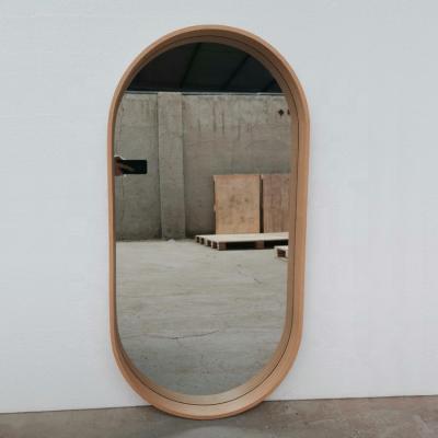 China Factory Supply Contemporary Wall Mirror Wood Framed Oval Mirror for sale