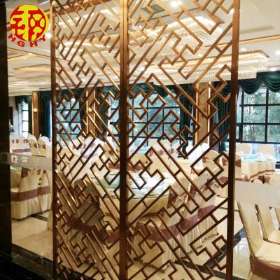 China Fancy Hotel Plated Stainless Steel Fence Privacy Screen Magnetic High End Room Dividers for sale