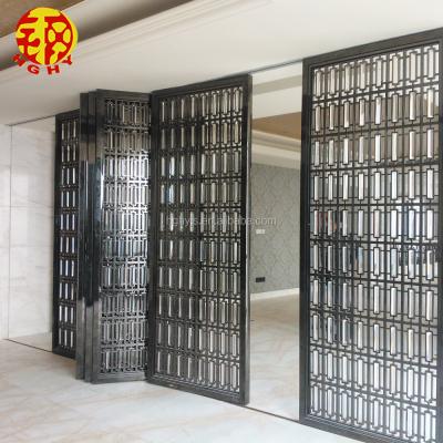 China Stainless Steel Folding Accordion Room Divider Sliding Removable Partition Wall Screen Stainless Steel For Banquet for sale