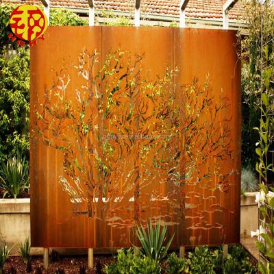 China decorative corten stainless steel laser cut metal sheet garden panels rusty stainless steel lasor screen decoration for sale