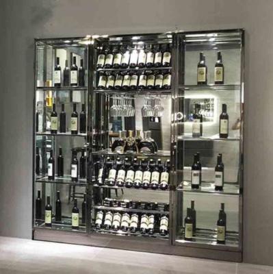 China (Height)Adjustable Tall Wine Cabinet Brushed Stainless Rack and Wine Cabinet 3 Meter Tall Wine Cabinet for sale