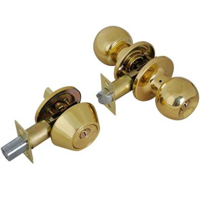 China Suitable For Commercial Combo Entry OEM Door Lock Bolt Knob And Knob Lock Deadbolt Set Brass Finish for sale