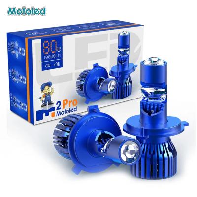 China Motorcycle Headlight MOTOLED 80W Motorcycle Dual Projector LED Headlight Bulb AC DC 12V 48V 80V CSP H4 H7 P15D Moto Light for CG125 GN125 AX100 CT100 for sale