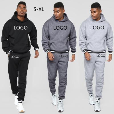 China New Stripe QUICK DRY High Quality Custom LOGO Men Long Sleeve Hooded Tracksuit Pants Winter Two Piece Sets for sale