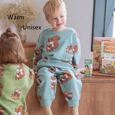 China Casual Autumn Custom Squirrel Print Unisex Tracksuits Two Piece Pullover Suits Baby Boys Clothing Sets for sale